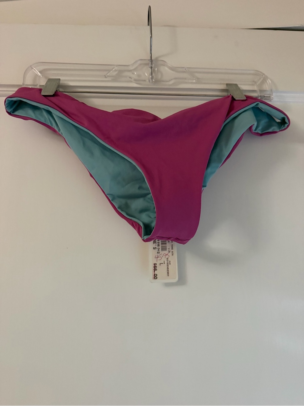 L Space scrunch Reversible Pink & Aqua Bikini Bottom - Women's Swim